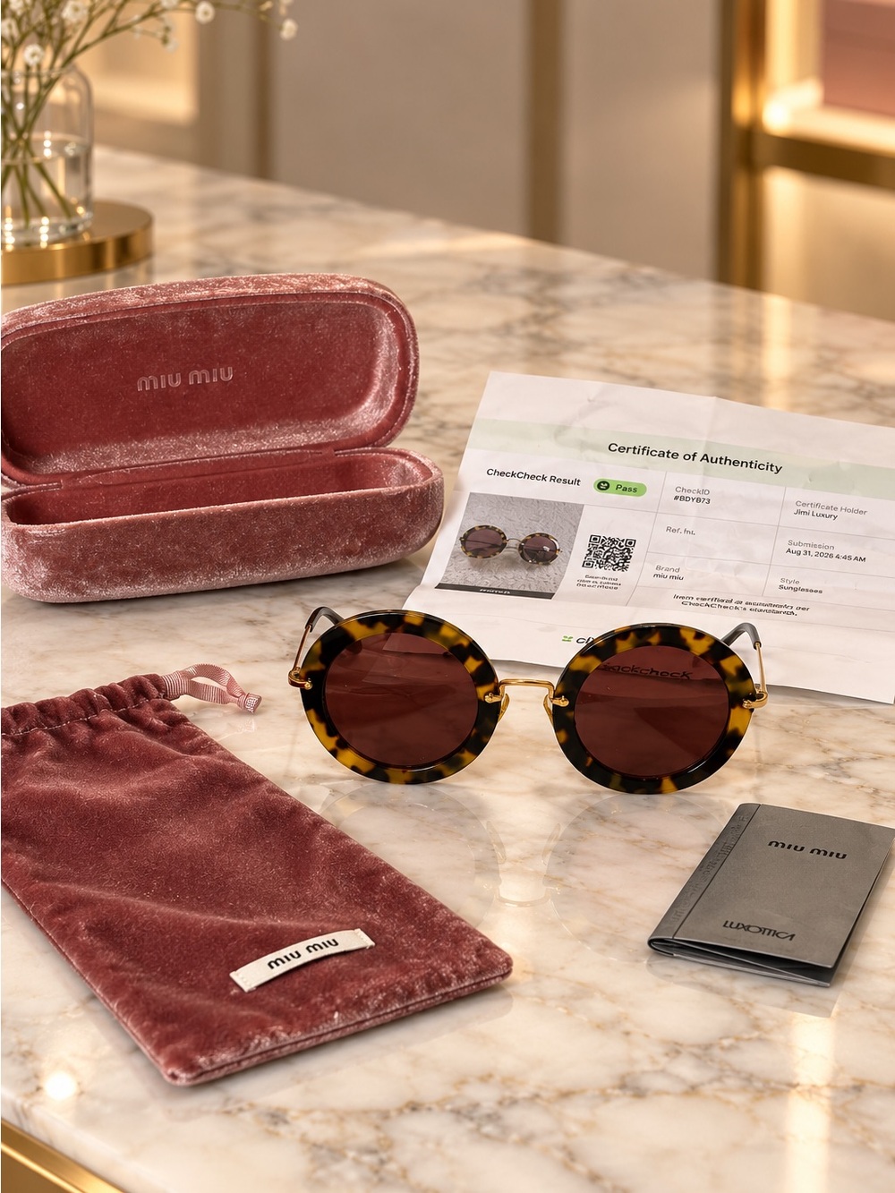 Miu Miu SMU 13N Round Tortoise Sunglasses